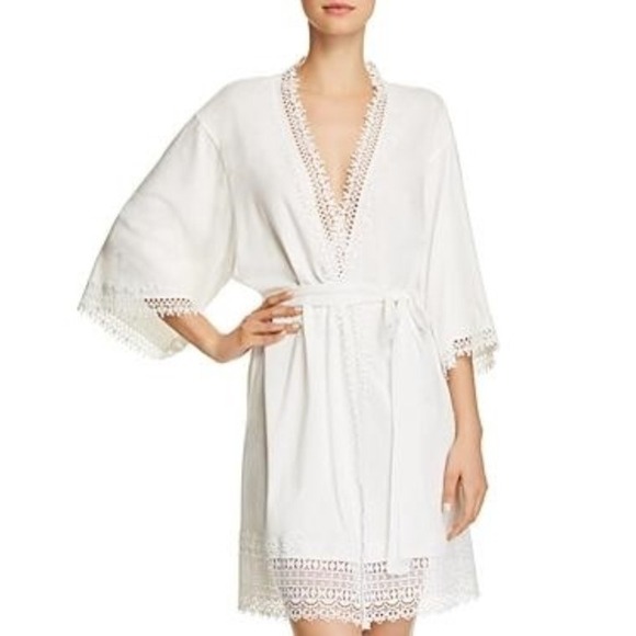 Flora Nikrooz Other - New Flora Nikrooz S Edie Cotton Modal Lace Trimmed Short Robe Q80699 Ivory 69965